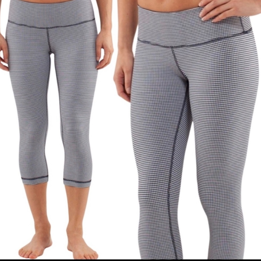 Lululemon Wunder Under Crop Tights Inkwell Gingham size 8